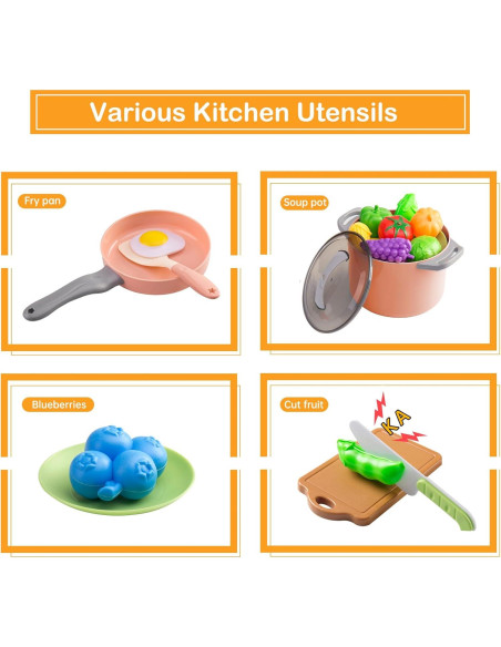 Juego de Cocina para Niños 35 Piezas JOKERKING Rosa Juego de Cocina para Niños 35 Piezas JOKERKING Rosa