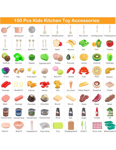 Juego de Cocina 150 Piezas JokerKing Rosa para Niños
