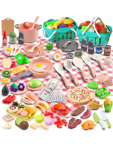 Juego de Cocina 150 Piezas JokerKing Rosa para Niños