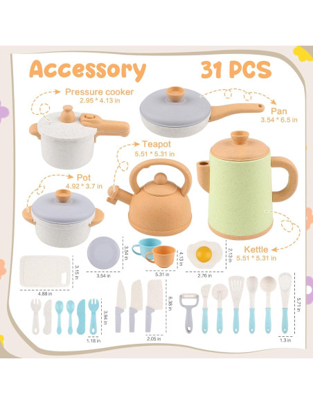 Set de Juego de Cocina Dreamon 31 Piezas para Niños Set de Juego de Cocina Dreamon 31 Piezas para Niños