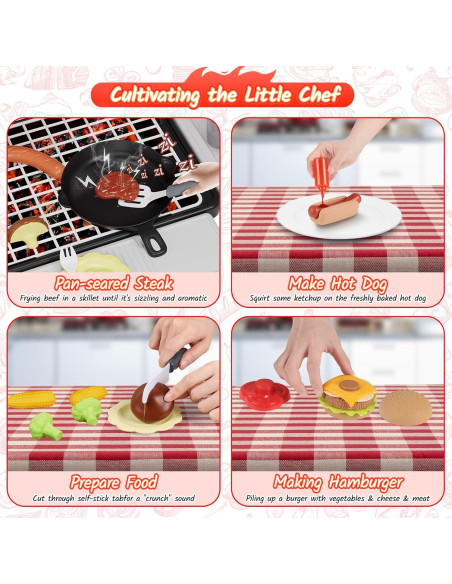 Juego de Parrilla BBQ Maysida para Niños 3 a 7 Años Juego de Parrilla BBQ Maysida para Niños 3 a 7 Años