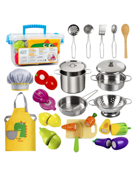 Juego de Cocina de Madera Sundaymot 23 Piezas para Niños Juego de Cocina de Madera Sundaymot 23 Piezas para Niños