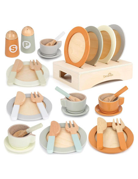 Juego de cocina de madera Dreamon 27 piezas para niños Juego de cocina de madera Dreamon 27 piezas para niños