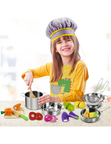 Juego de Cocina de Madera Sundaymot 23 Piezas para Niños
