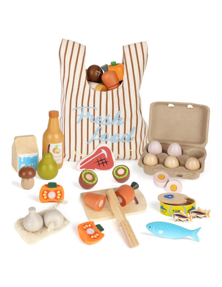 Conjunto de Comida de Juguete de Madera Lehoo Castle 23cm Conjunto de Comida de Juguete de Madera Lehoo Castle 23cm