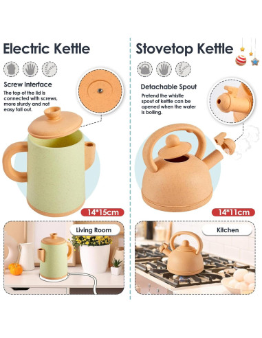 Juego de Cocina Simulado Buyger 13 Piezas para Niños 3-5 Años