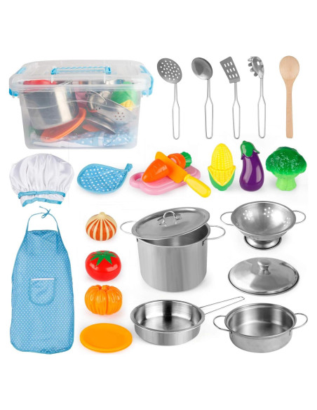 Juego de Cocina para Niños D-FantiX con Utensilios y Juguetes Juego de Cocina para Niños D-FantiX con Utensilios y Juguetes