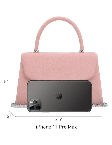 Bolso de Noche Dasein para Mujeres Terciopelo Rosa 21.6x12.7cm Bolso de Noche Dasein para Mujeres Terciopelo Rosa 21.6x12.7cm