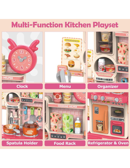 Juego de Cocina para Niños RedCrab Rosa 75 cm con Luz y Sonido Juego de Cocina para Niños RedCrab Rosa 75 cm con Luz y Sonido