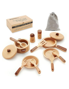 Juego de Cocina de Madera WHOHOLL 14 Piezas Montessori