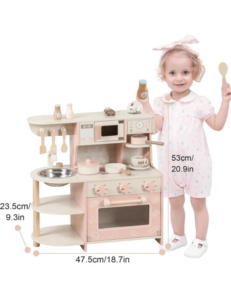 Cocina de Madera para Niños Doblier 54,61x23,50x47,50cm Cocina de Madera para Niños Doblier 54,61x23,50x47,50cm