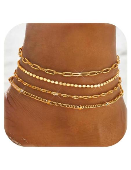 Tobilleras de Oro 14K LOYALLOOK para Mujeres Impermeables Tobilleras de Oro 14K LOYALLOOK para Mujeres Impermeables