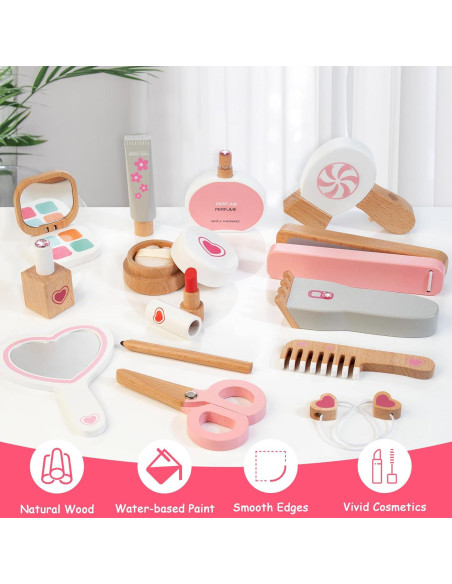 Juego de Maquillaje de Madera ShenZhen 18 Piezas para Niñas Juego de Maquillaje de Madera ShenZhen 18 Piezas para Niñas