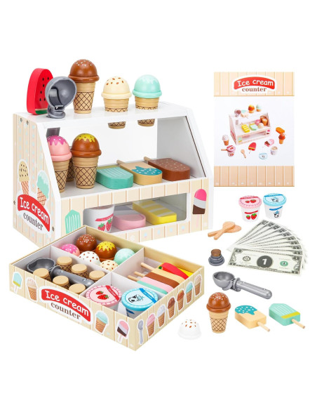 Juguete de Helado de Madera ZJEFUNS para Niños 3-10 Años Juguete de Helado de Madera ZJEFUNS para Niños 3-10 Años