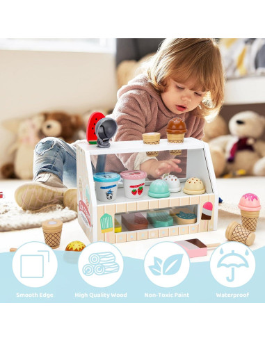 Juguete de Helado de Madera ZJEFUNS para Niños 3-10 Años