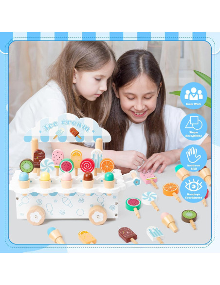 Set de Juguete de Helados de Madera GQIRIL para Niños Set de Juguete de Helados de Madera GQIRIL para Niños
