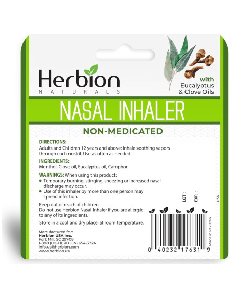 Inhalador Nasal Herbion Naturals 2 Unidades 1.5ml Alivio Congestión Inhalador Nasal Herbion Naturals 2 Unidades 1.5ml Alivio Congestión