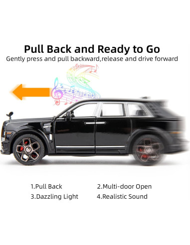 Coche de Juguete Metal 1:36 BDTCTK Rolls Royce Cullinan Negro