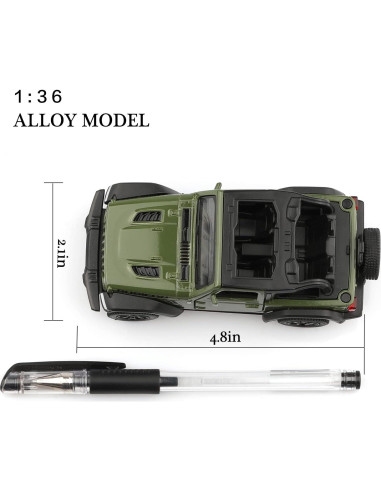 Coche de Metal a Escala 1/36 Jeep Wrangler Rubicon Verde