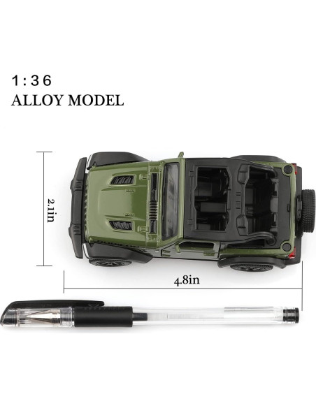 Coche de Metal a Escala 1/36 Jeep Wrangler Rubicon Verde Coche de Metal a Escala 1/36 Jeep Wrangler Rubicon Verde
