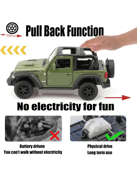 Coche de Metal a Escala 1/36 Jeep Wrangler Rubicon Verde Coche de Metal a Escala 1/36 Jeep Wrangler Rubicon Verde