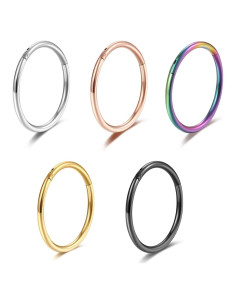 Lantine Set 5 Aros Nasales Acero Quirúrgico 18G 8mm Mujeres