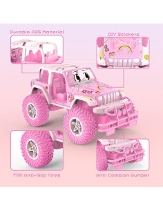 Coche RC NQD Rosa con Stickers DIY 28.5x16x17.8cm 2