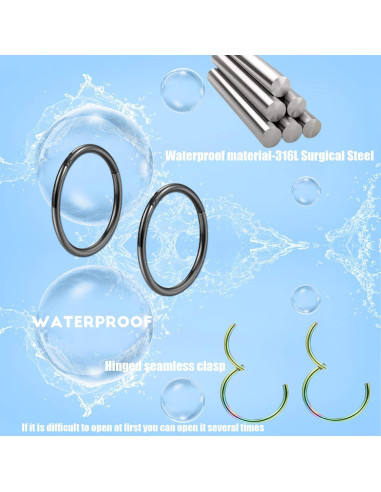 Lantine Set 5 Aros Nasales Acero Quirúrgico 18G 8mm Mujeres