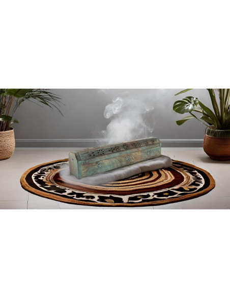 Soporte de Incienso de Madera de Mango Ecológico Azul 30.48 cm Soporte de Incienso de Madera de Mango Ecológico Azul 30.48 cm
