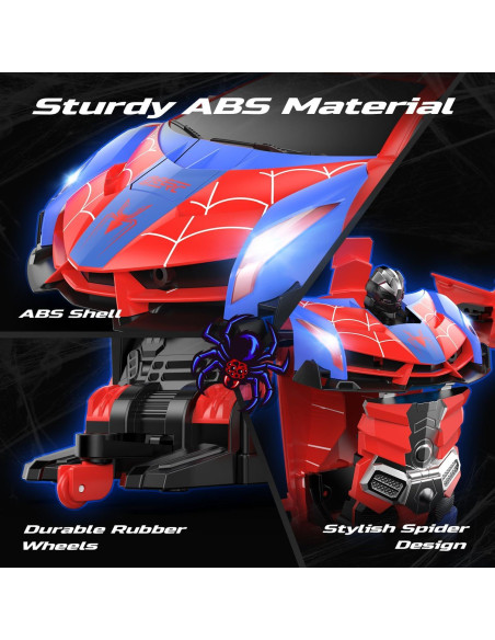 Auto Araña DEERC RC Transformable 1:18 Rojo con LED Auto Araña DEERC RC Transformable 1:18 Rojo con LED