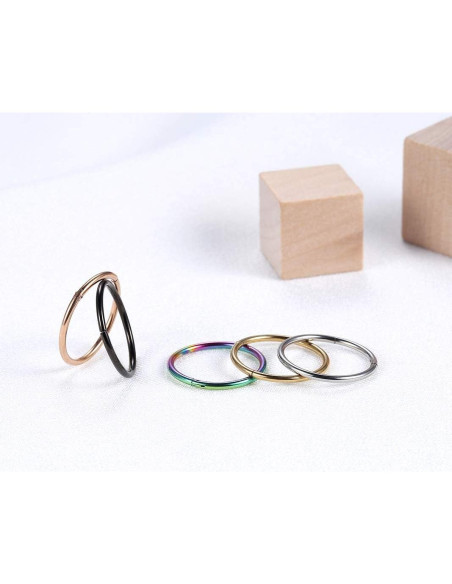 Lantine Set 5 Aros Nasales Acero Quirúrgico 18G 8mm Mujeres Lantine Set 5 Aros Nasales Acero Quirúrgico 18G 8mm Mujeres