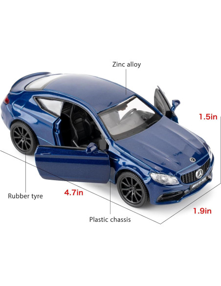 Coche de Juguete Benz C63 S AMG 1:36 Azul RMZ City Coche de Juguete Benz C63 S AMG 1:36 Azul RMZ City