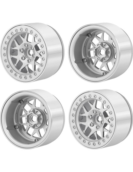 Ruedas Beadlock MOHERO 1/10 para Coche RC Crawler Plata Ruedas Beadlock MOHERO 1/10 para Coche RC Crawler Plata