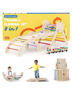 COSYLAND Conjunto Triángulo Pikler 8 en 1 para Niños