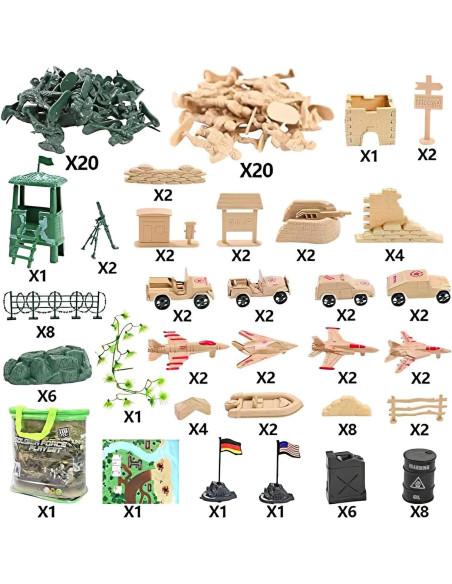 Conjunto de Soldados de Juguete 3 Nutrias 120PCS Conjunto de Soldados de Juguete 3 Nutrias 120PCS