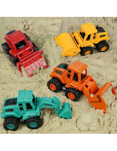 Juguetes de Construcción Beestech Camiones Fricción 4 Piezas