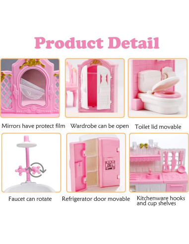 Juego de Muebles para Casa de Muñecas SHENGJIAAO 75 Piezas
