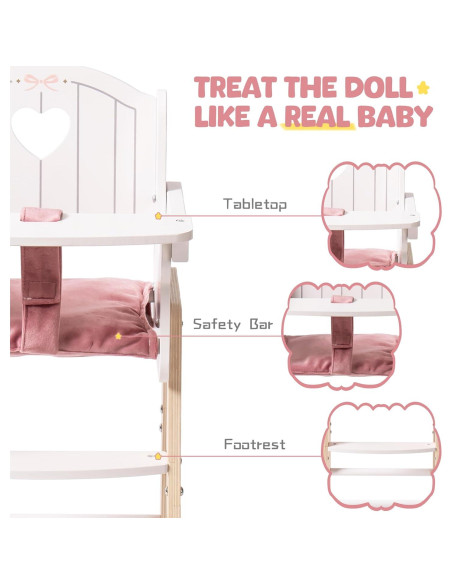 Silla Alta para Muñecas ROBUD con Cojín y Mesa Móvil Silla Alta para Muñecas ROBUD con Cojín y Mesa Móvil