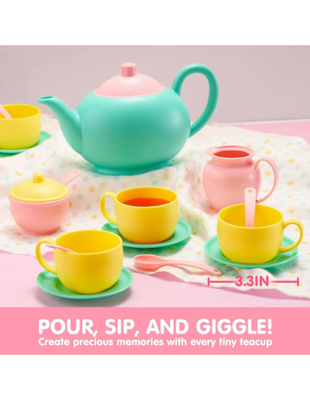 Juego de Té Infantil Joyin 18 Piezas Colorido BPA Free Juego de Té Infantil Joyin 18 Piezas Colorido BPA Free