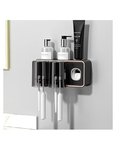 Soporte para Cepillos de Dientes Yevsinbay Negro con Dispensador