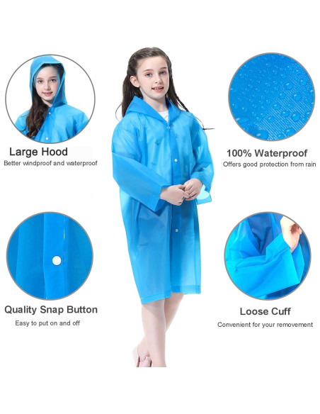 Ponchos de Lluvia Reutilizables Cosowe para Niños 110x55cm Ponchos de Lluvia Reutilizables Cosowe para Niños 110x55cm