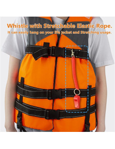 6 Silbatos de Seguridad Ori Yuan con Cuerda Ajustable - Rojo, Azul y Negro 2