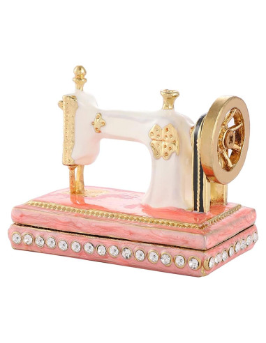 Caja de Joyas Mini QIFU Metal Esmalte Rosa Vintage 7x4.8cm