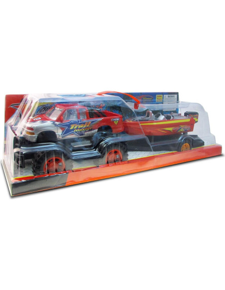 Juego de Camión Monstruo Mozlly con Remolque y Barco 22 cm Juego de Camión Monstruo Mozlly con Remolque y Barco 22 cm