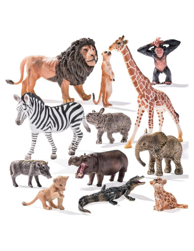 12 Figuras de Animales Safari Zoopal - Juguetes Educativos