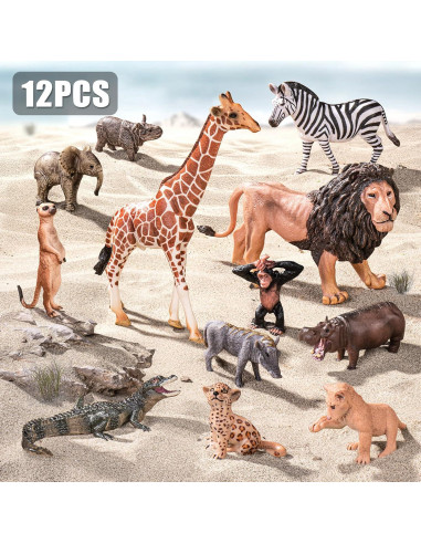 12 Figuras de Animales Safari Zoopal - Juguetes Educativos