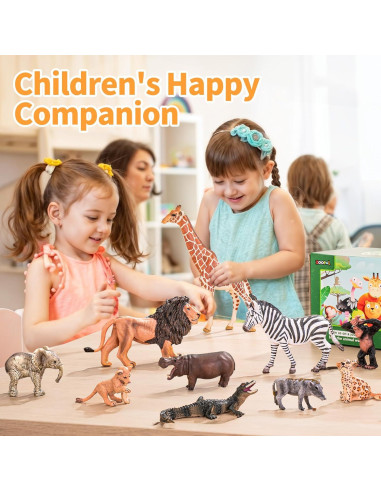 12 Figuras de Animales Safari Zoopal - Juguetes Educativos