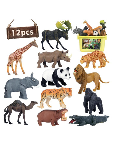 Figuras de Animales de Safari Mini Tudou 12 PCS Jumbo Realistas