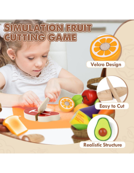 Juego de Comida de Madera Lehoo Castle para Niños 3-5 Años Juego de Comida de Madera Lehoo Castle para Niños 3-5 Años