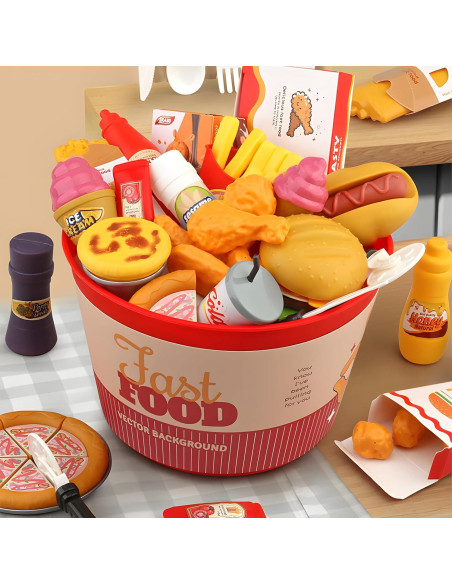 Set de Juguetes de Comida 80 Pcs Rongxing para Niños 3-5 Años Set de Juguetes de Comida 80 Pcs Rongxing para Niños 3-5 Años